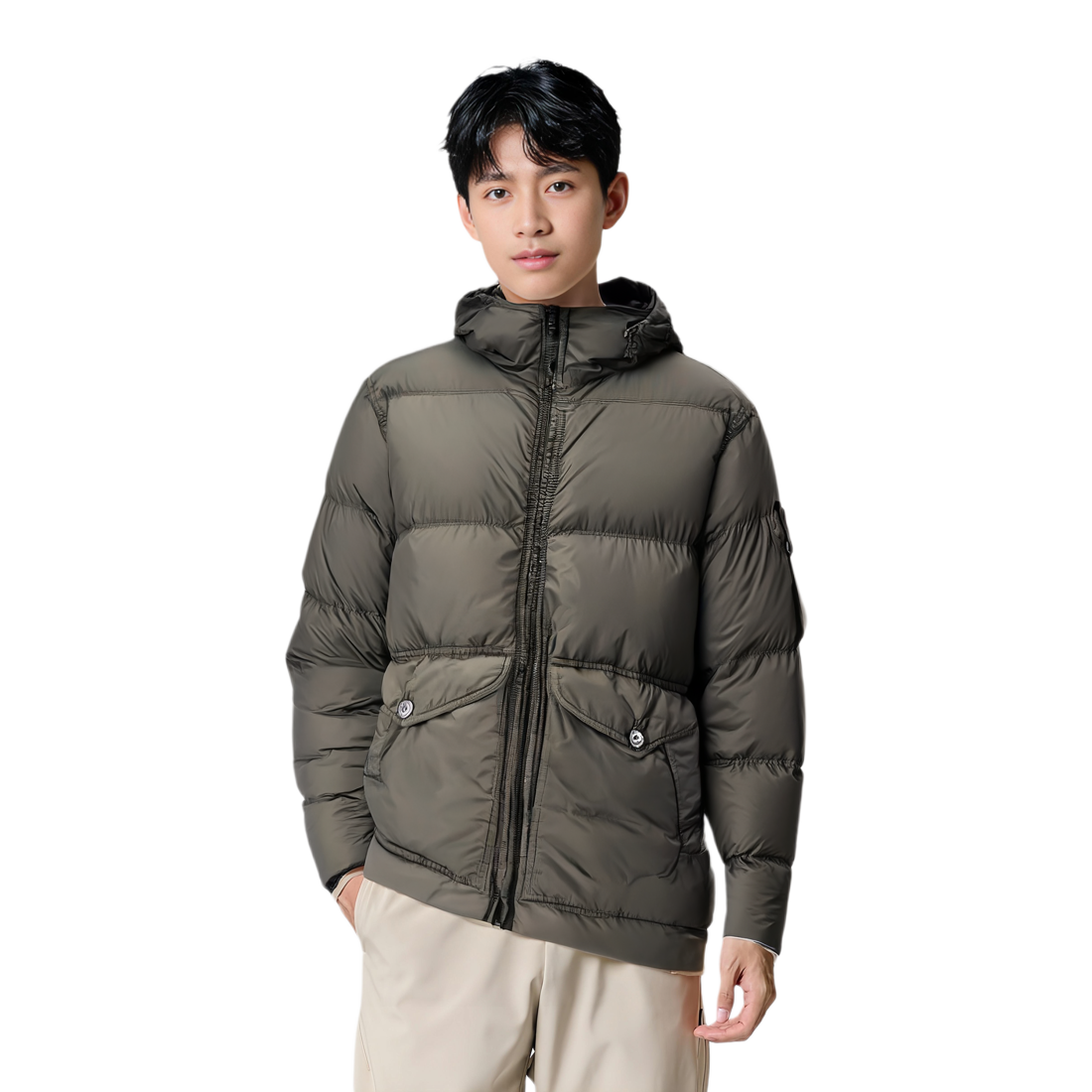 Stone Island  Zip Hoodie Jacket - Solid Color, Carbon Gray, Relaxed Fit. 811540723-V0062 圖 4