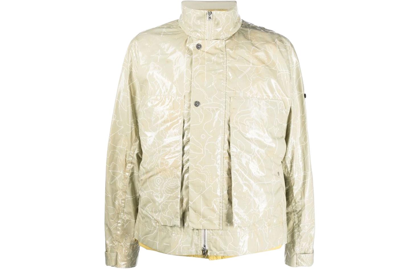 Stone Island Abstract Pattern Printed Zip Jacket for Men 771940616-V0056