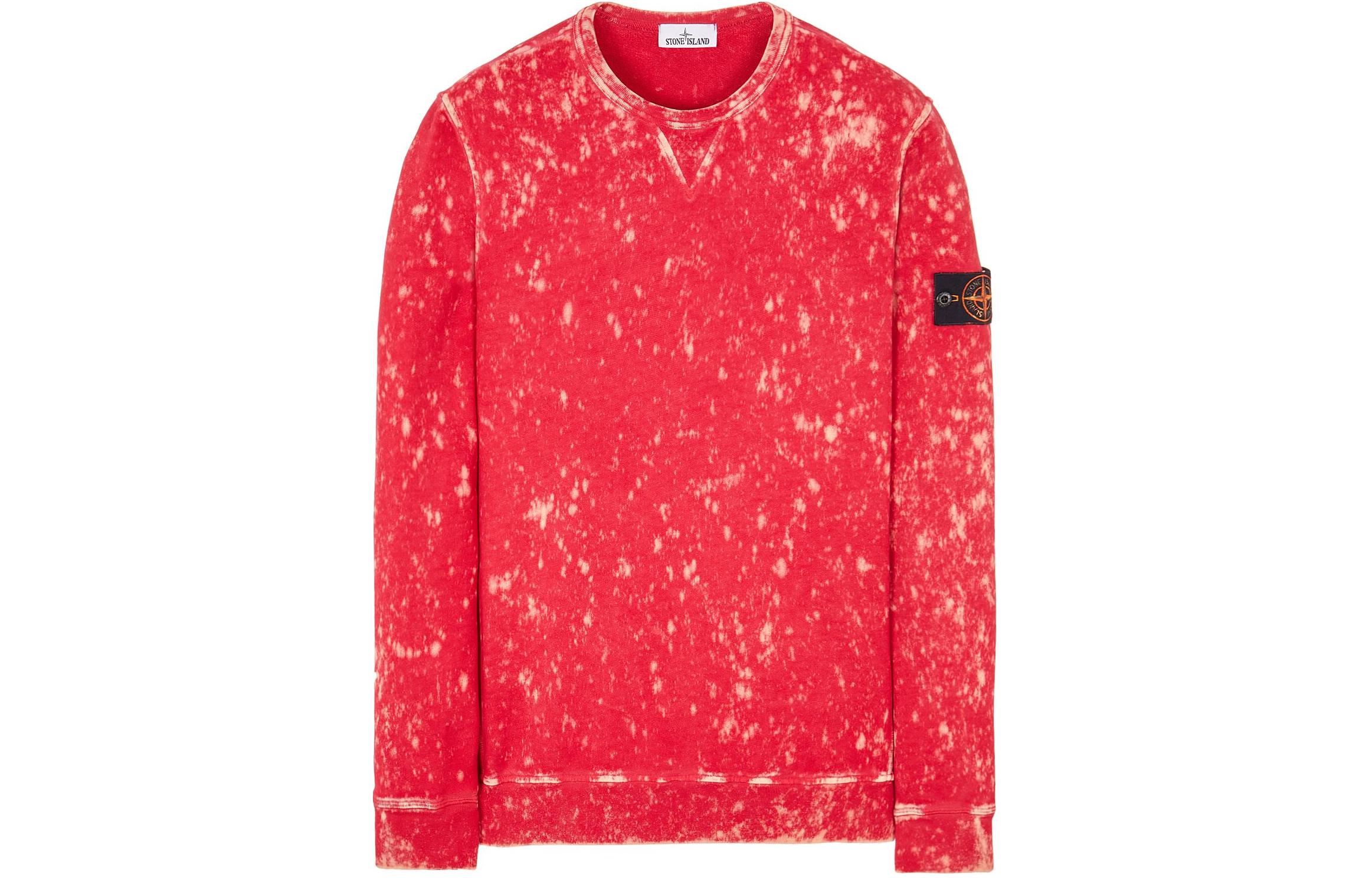 Stone Island All-Over Print Crewneck Sweatshirt Red Mens 7615555D9-V0087