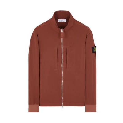 Stone Island Badge Bomber Jacket with Zip Pocket in Chestnut Brown 791566953-V0077