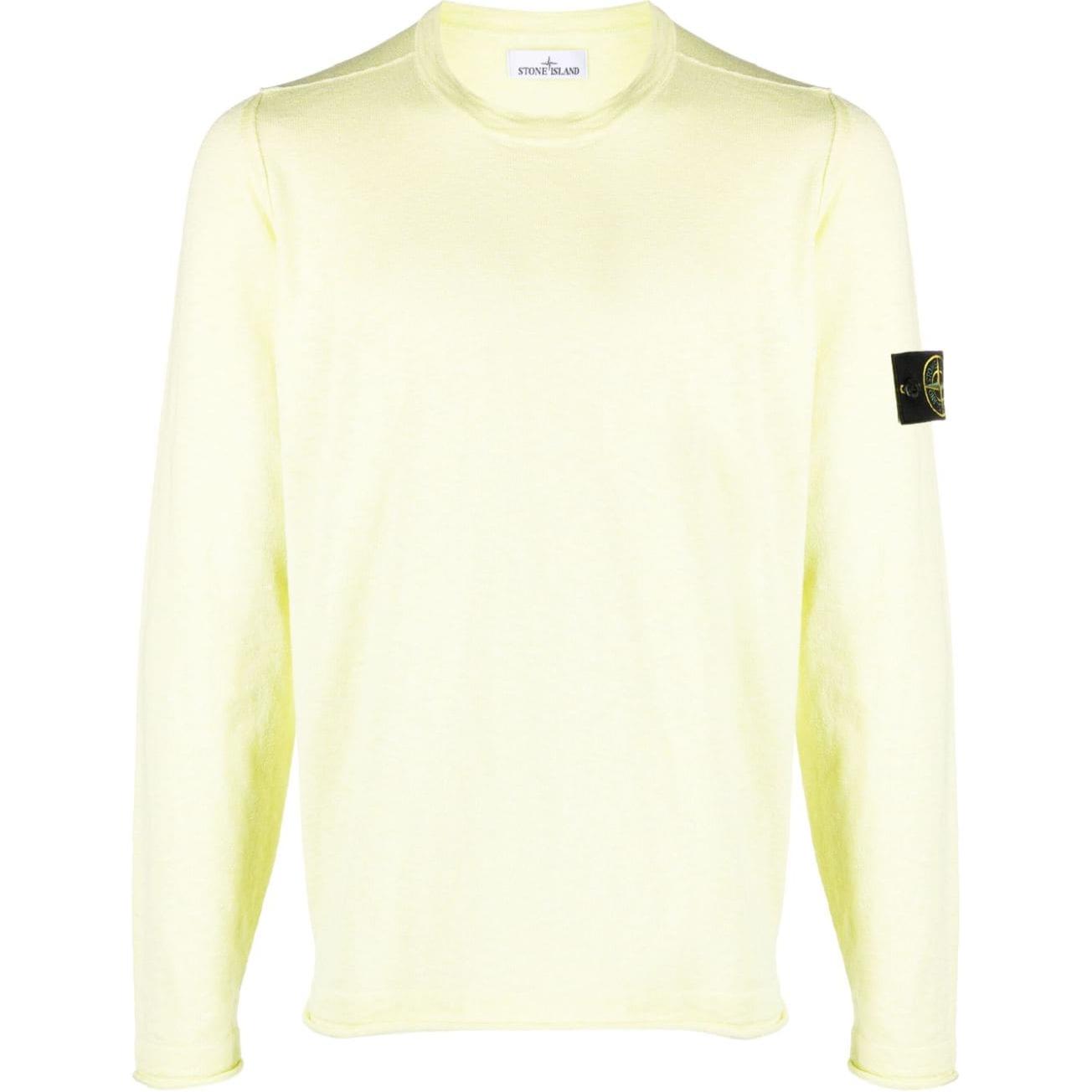 Stone Island Badge Crewneck Long-Sleeve Sweatshirt Men’s Pale Yellow 8015502B0-V0031