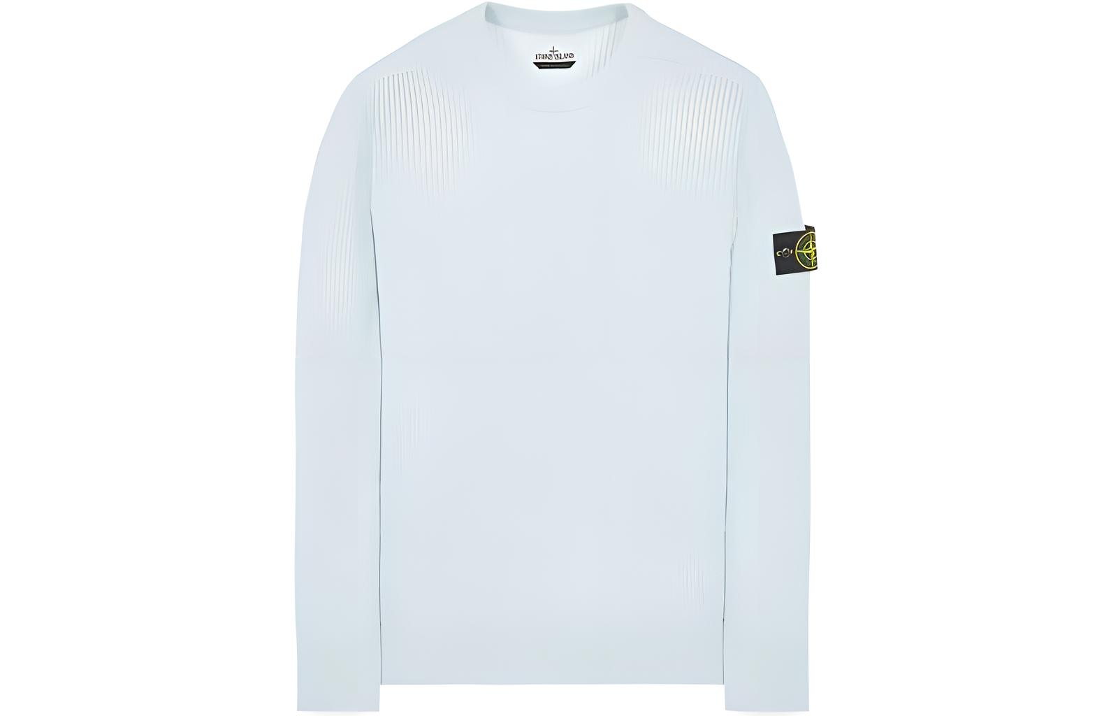 Stone Island Badge Crewneck Pullover Long Sleeve Sweatshirt Light Blue 7915522B6-V0M41