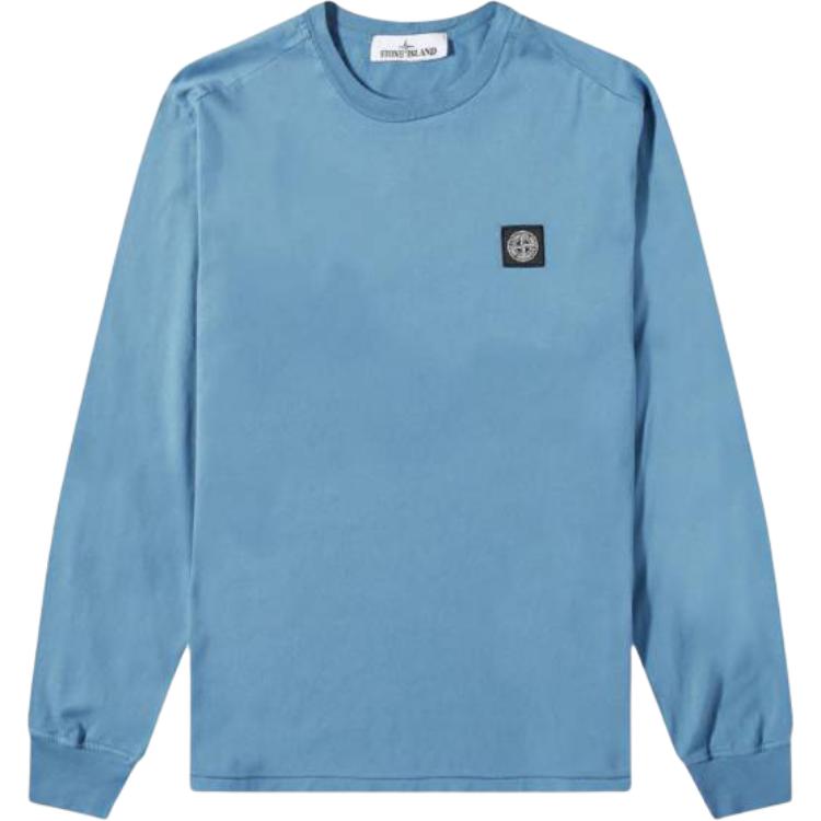 Stone Island Badge Crewneck Pullover Long Sleeve Sweatshirt Men’s Blue 761522713-V0046