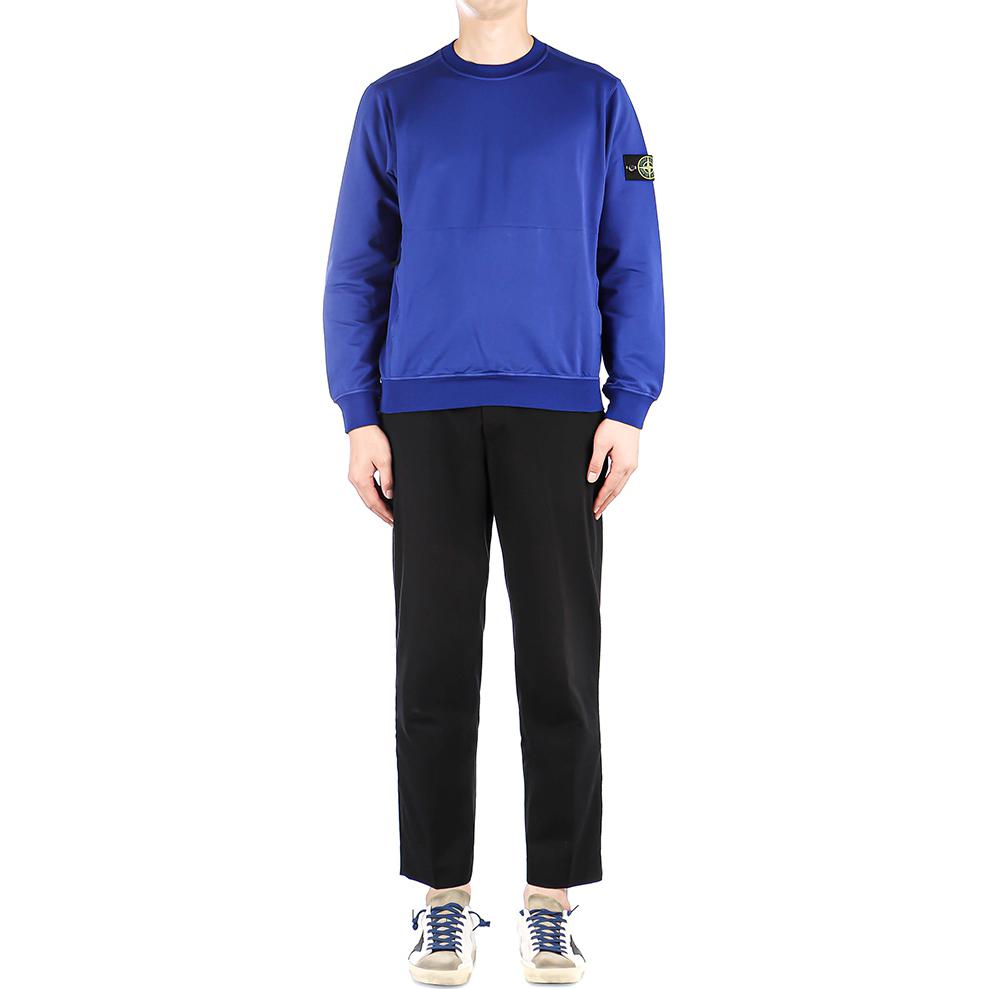 Stone Island Badge Crewneck Pullover Sweatshirt Men’s Blue 761564052-V0022