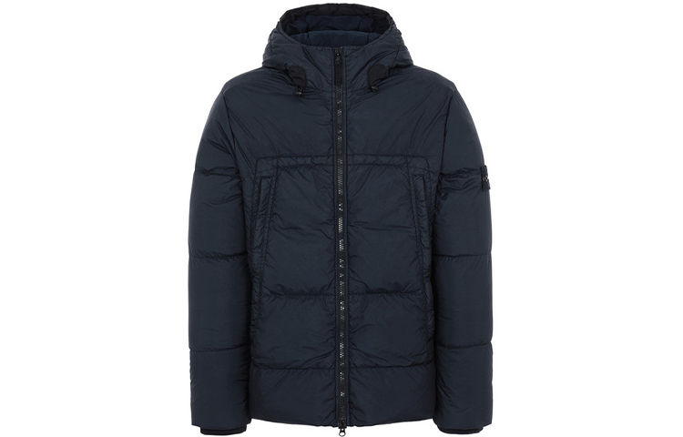 Stone Island Badge Logo Hooded Jacket Blue 731540723-v0020