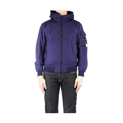 Stone Island Badge Logo Zip-Up Hoodie Jacket Purple 761540632-V0027