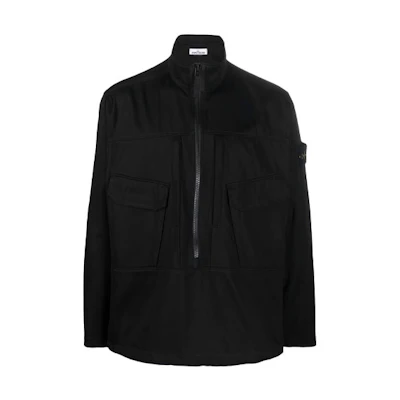 Stone Island Badge Logo Zip Jacket Black Outerwear 751510802-V0029