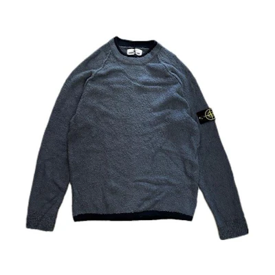 Stone Island Badge Navy Blue Fleece Crewneck Sweatshirt Unisex 7115570D2-V0024
