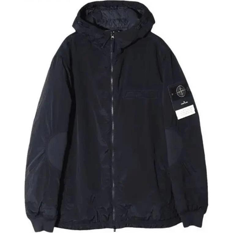 Stone Island Badge Navy Blue Zip-Up Hoodie Jacket for Men 791542819-V0020