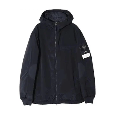 Stone Island Badge Navy Blue Zip-Up Hoodie Jacket for Men 791542819-V0020