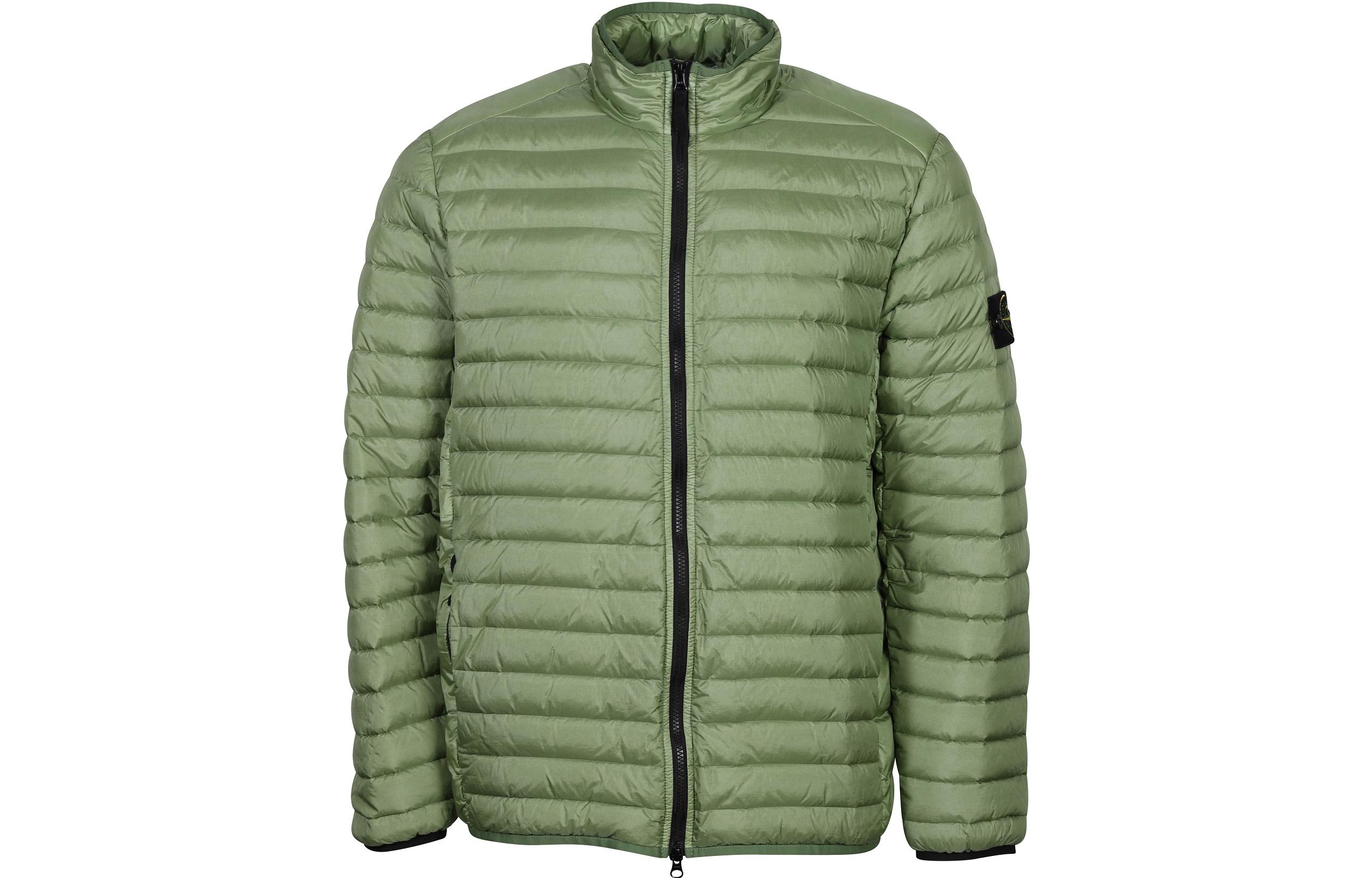 Stone Island Badge Patch Green Zip-Up Jacket for Men 781541524-V0055