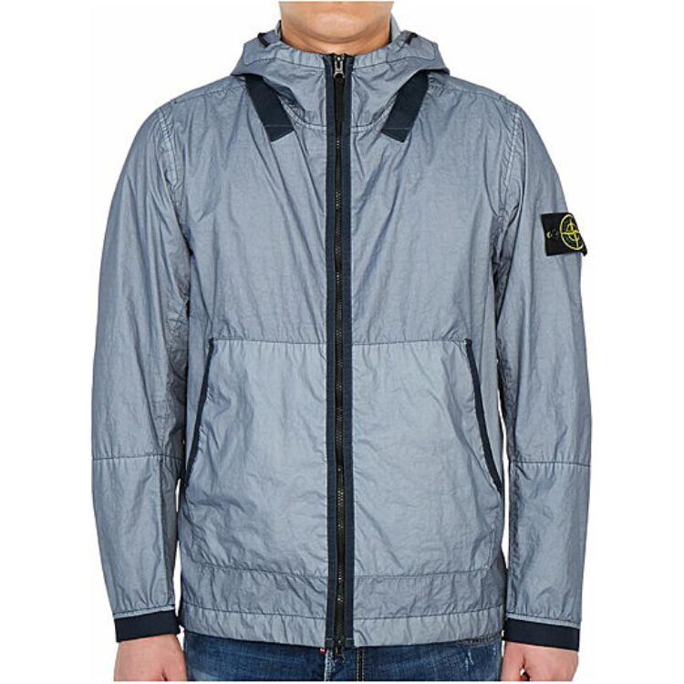 Stone Island Badge Patch Hooded Zip Jacket Grey 741540523-V0046