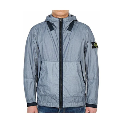 Stone Island Badge Patch Hooded Zip Jacket Grey 741540523-V0046
