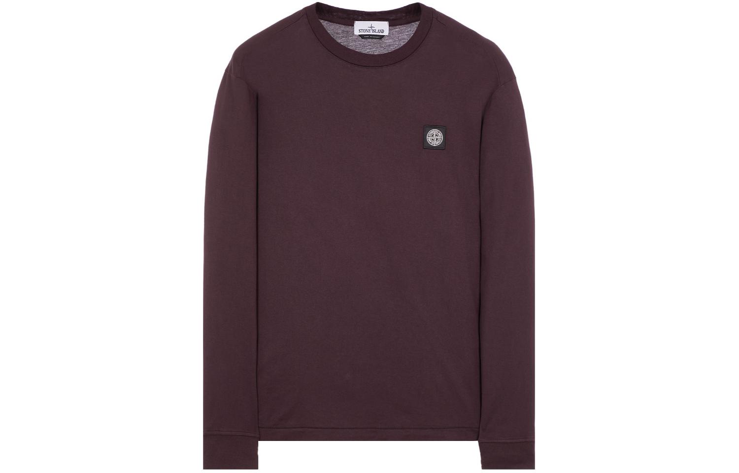 Stone Island Badge Print Crewneck Long Sleeve Sweatshirt Men Pink 791522713-V0011