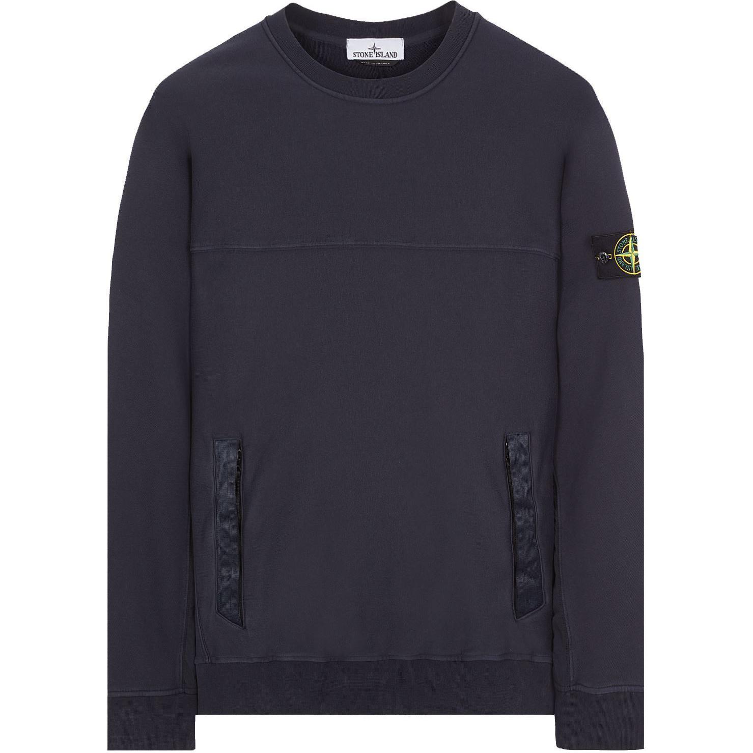Stone Island Badge Pullover Crewneck Sweatshirt Unisex Blue 801560154-V0020