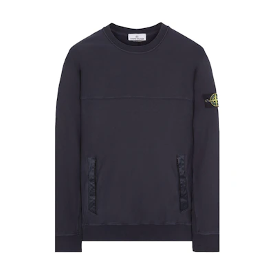 Stone Island Badge Pullover Crewneck Sweatshirt Unisex Blue 801560154-V0020