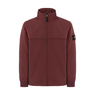 Stone Island Badge Stand Collar Long Sleeve Jacket Burgundy Red 711542227-V0011