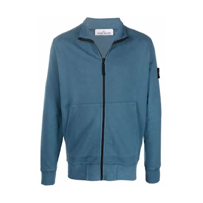 Stone Island Badge Zip-Up High Neck Sweatshirt Jacket Men’s Blue 751566120-V0023