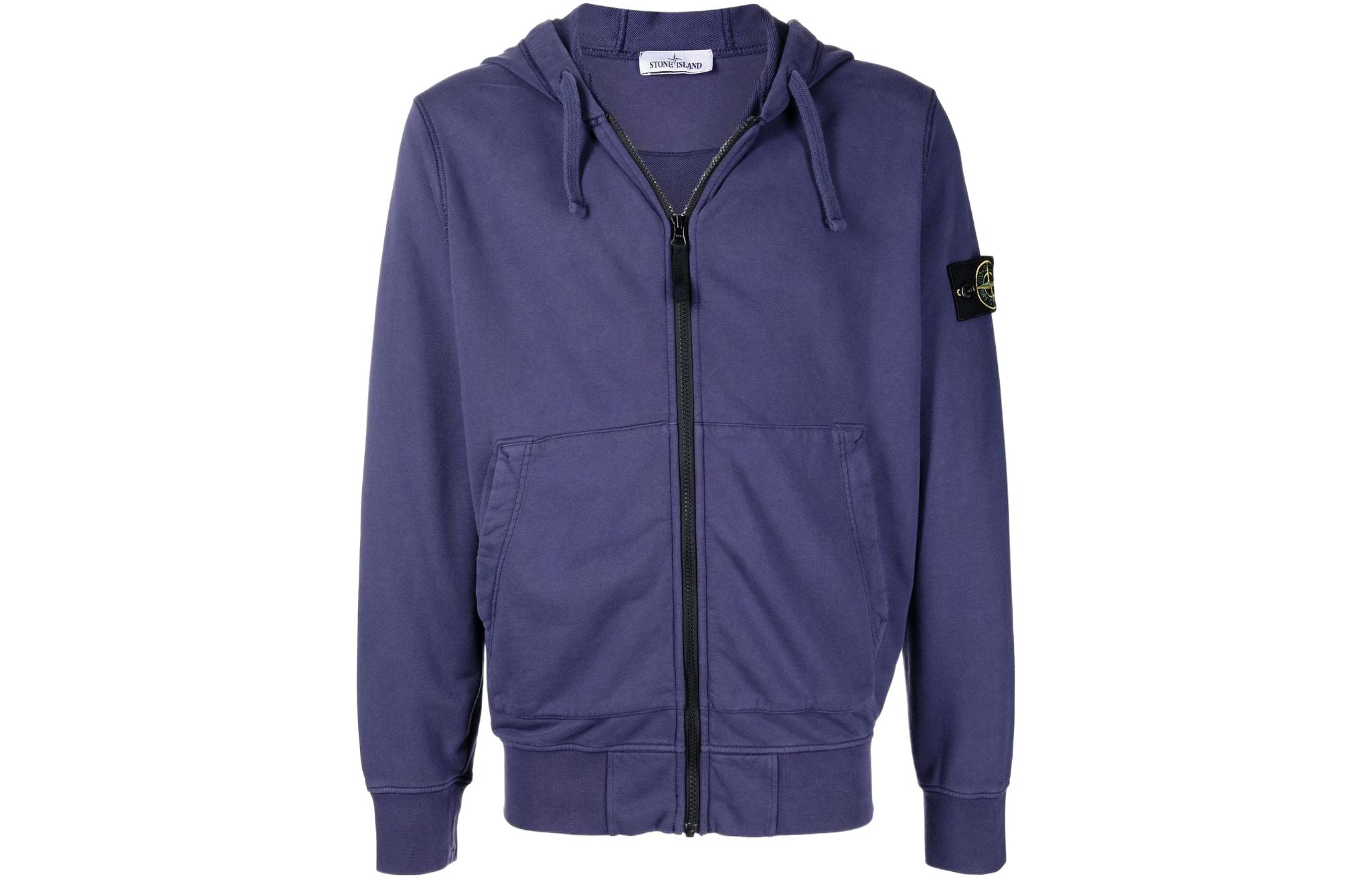 Stone Island Badge Zip-Up Hoodie Jacket Men’s Purple 761564251-V0027