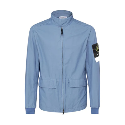 Stone Island Badge Zip-Up Long Sleeve Jacket for Men - Blue 761541033-V0046
