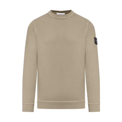 Stone Island Beige Badge Slim Fit Crewneck Long Sleeve Sweatshirt for Men 811561241-V0175