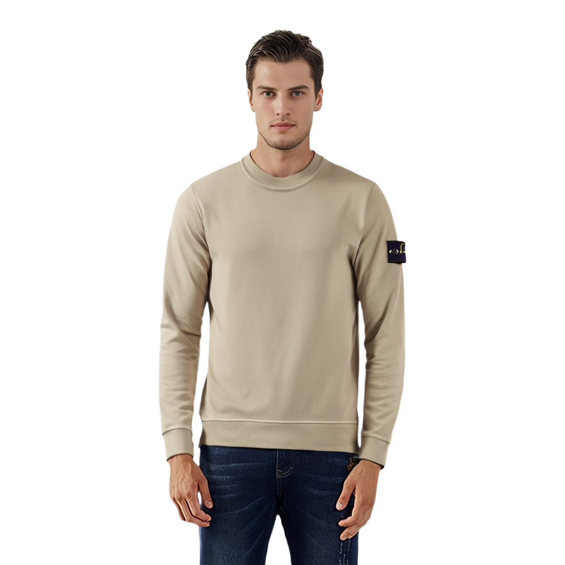 Stone Island Beige Badge Slim Fit Crewneck Long Sleeve Sweatshirt for Men 811561241-V0175 圖 4