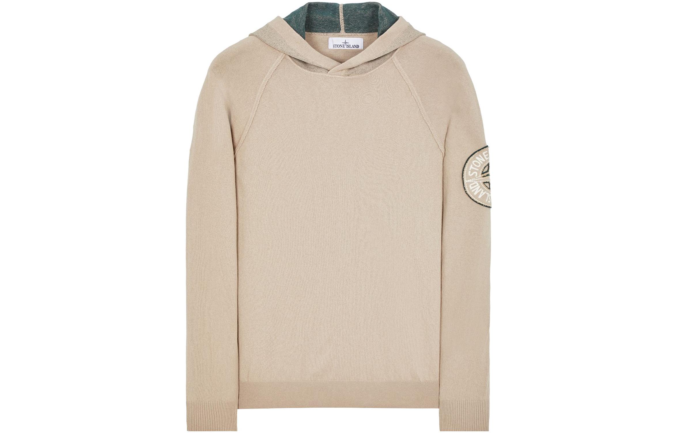 STONE ISLAND Beige Embroidered Logo Hoodie  Casual Pullover. 7815512B7-V0092