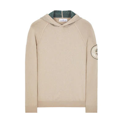 STONE ISLAND Beige Embroidered Logo Hoodie Casual Pullover. 7815512B7-V0092