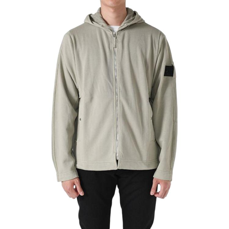 Stone Island Beige Full-Zip Hoodie Jacket for Men 761960119-V0095 圖 12