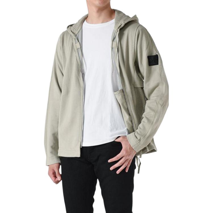 Stone Island Beige Full-Zip Hoodie Jacket for Men 761960119-V0095 圖 13