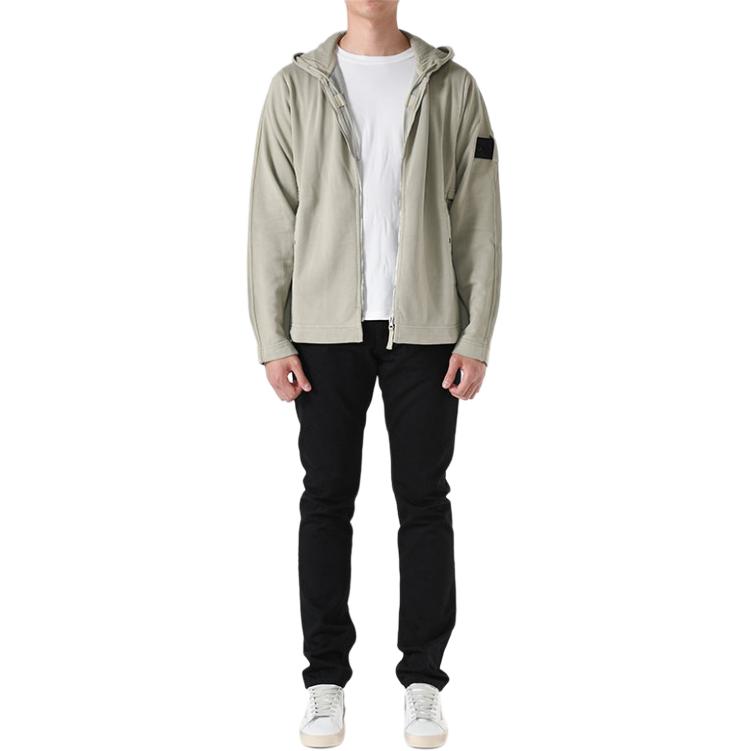 Stone Island Beige Full-Zip Hoodie Jacket for Men 761960119-V0095 圖 3
