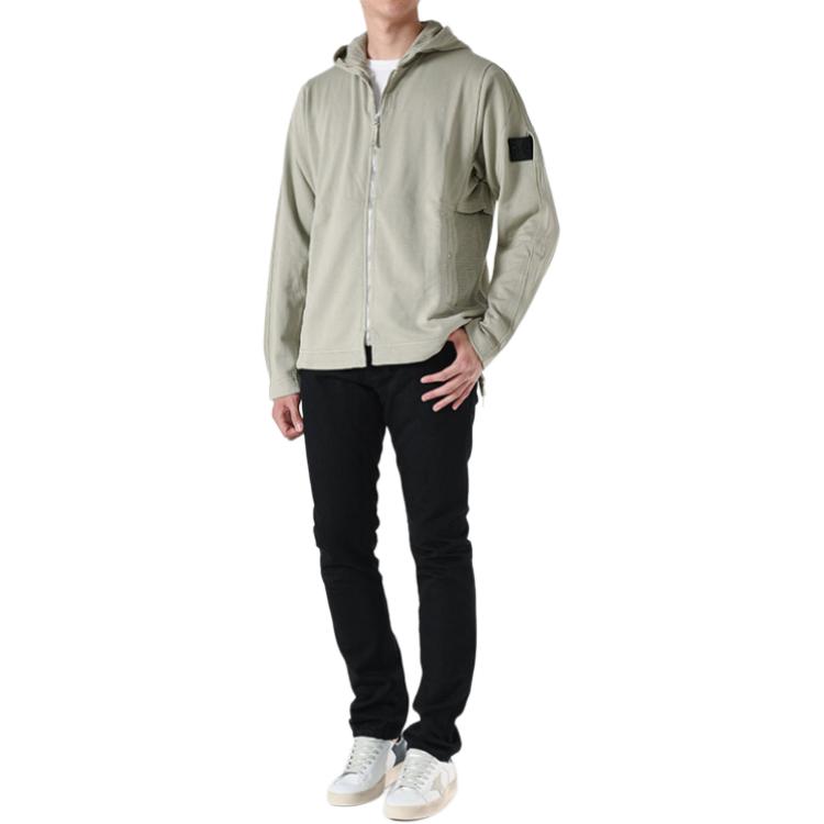 Stone Island Beige Full-Zip Hoodie Jacket for Men 761960119-V0095 圖 5