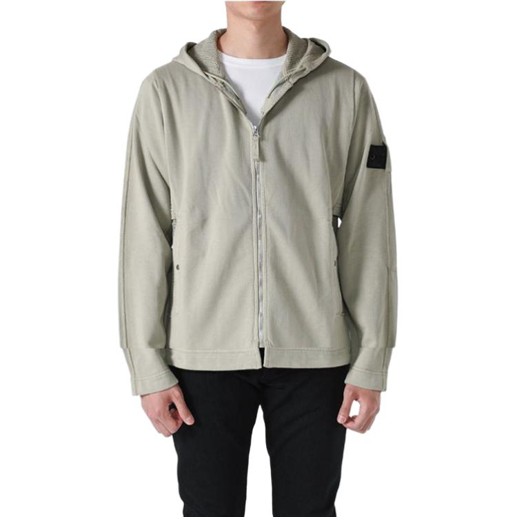 Stone Island Beige Full-Zip Hoodie Jacket for Men 761960119-V0095 圖 8