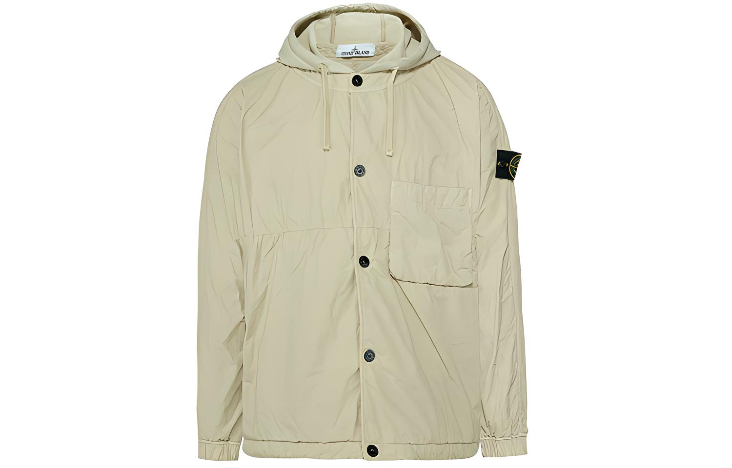 Stone Island Beige Hooded Long-Sleeve Jacket for Men 751510403-V0091