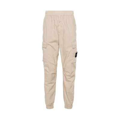 Stone Island Beige Logo Cargo Jogger Pants for Men. 801531303-V0095