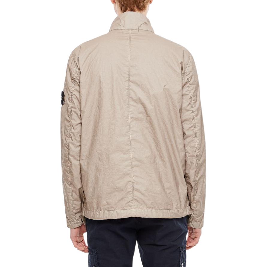 Lookbook Stone Island Beige Logo Patch Jaket Zip Lengan Panjang Kasual Lelaki/Wanita 781540823-V0092