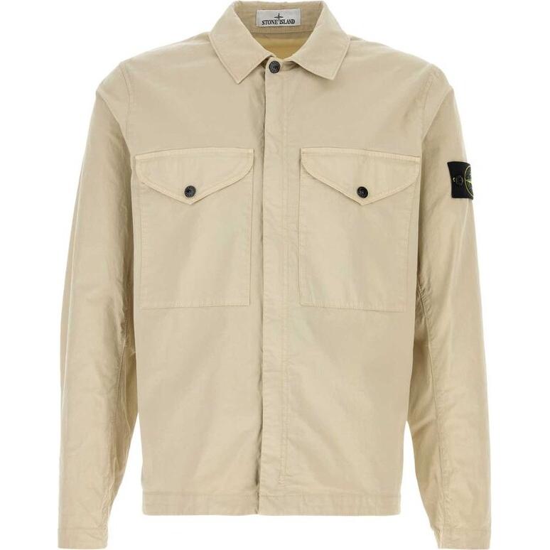 Stone Island Beige Long-Sleeve Jacket with Logo Patch for Men 811510210-V0097