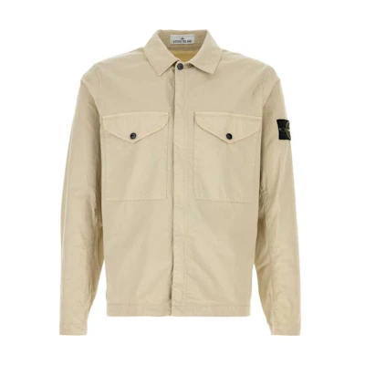 Stone Island Beige Long-Sleeve Jacket with Logo Patch for Men 811510210-V0097
