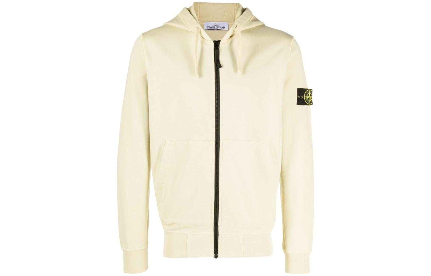 Stone Island Beige Loose Fit Zip-Up Hoodie Jacket 791564251-V0091