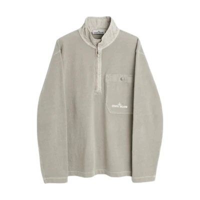 Stone Island Beige Panelled Pullover Stand Collar Sweatshirt 8015210T2-V0064