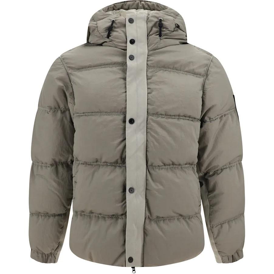 Stone Island Beige Solid Color Hooded Zip-Up Jacket Long Sleeve Outerwear 811541419-V0097