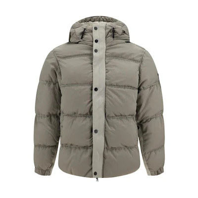 Stone Island Beige Solid Color Hooded Zip-Up Jacket Long Sleeve Outerwear 811541419-V0097