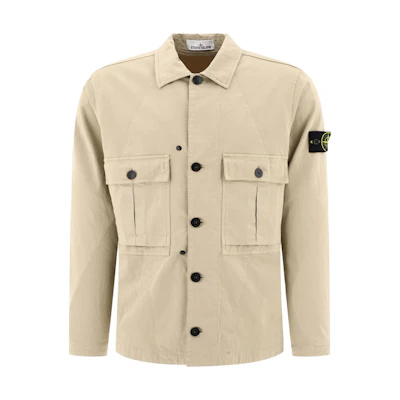 Stone Island Beige Solid Color Jacket with Dual Chest Pockets for Men 791510414-V0095