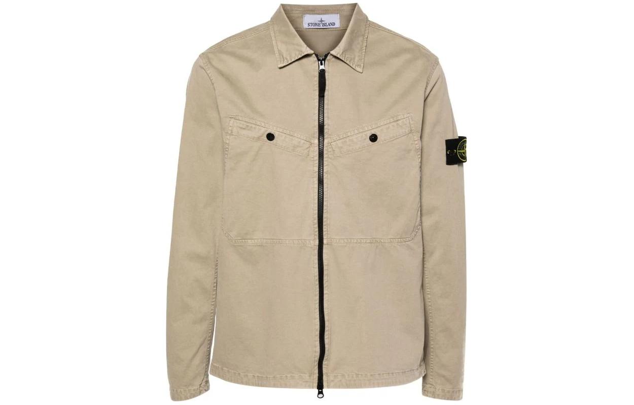 Stone Island Beige Zip-Up Collar Long Sleeve Jacket for Men 801510104-V0195