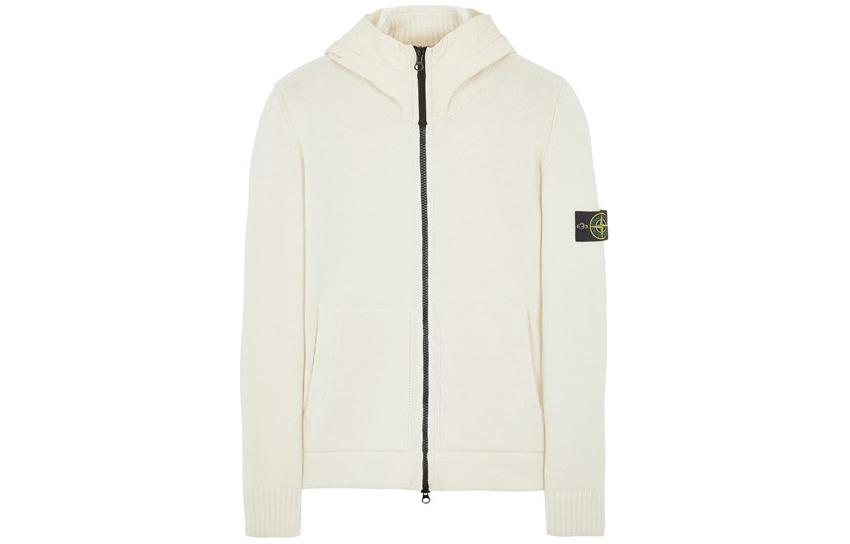 Stone Island Beige Zip-Up Hooded Jacket Long Sleeve Casual Style 7915509A3-V0097