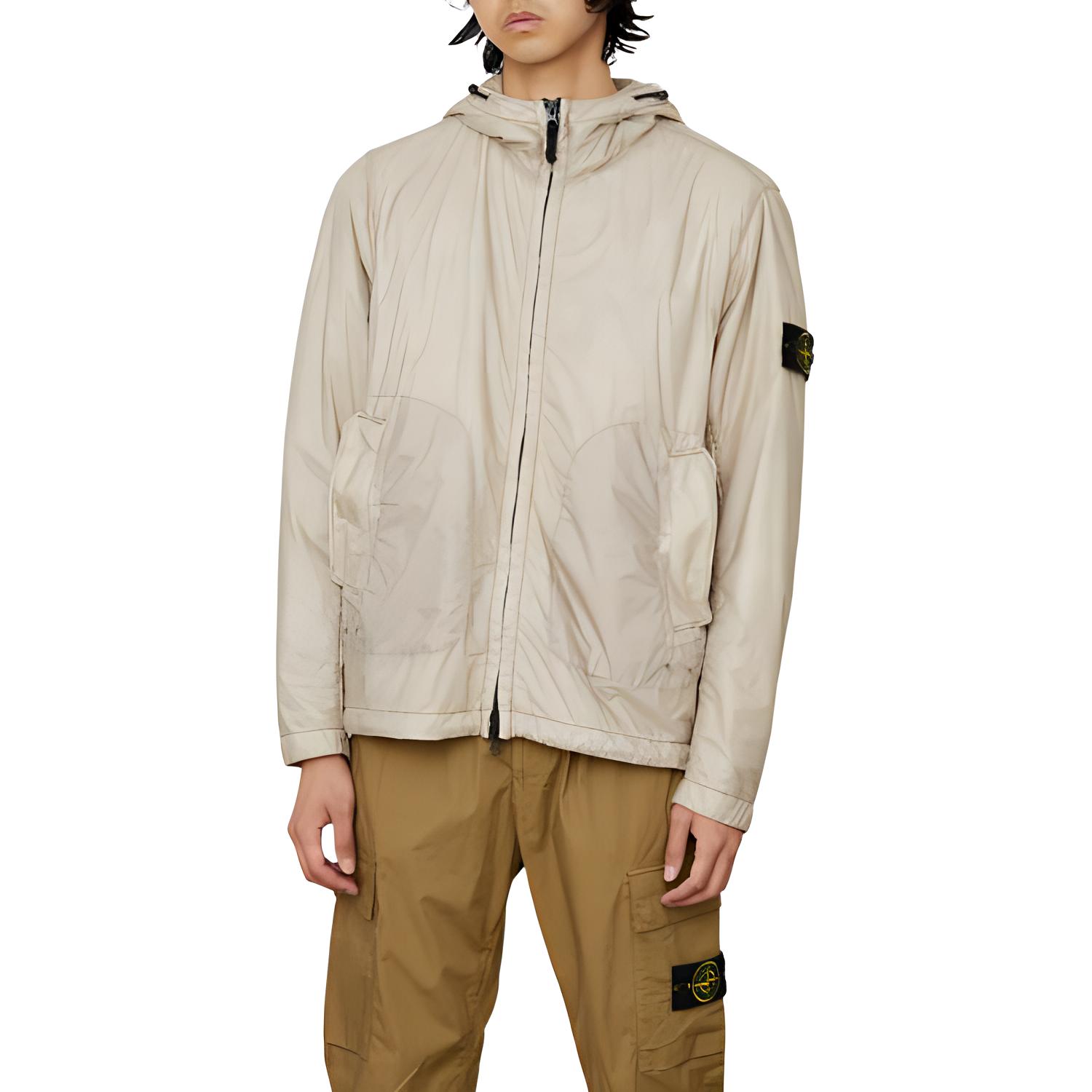 Stone Island Beige Zip-Up Hoodie Jacket 781542025-V0092