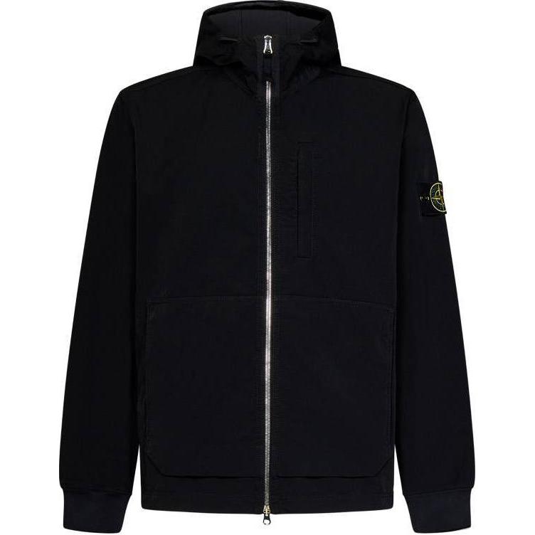 Stone Island Black Badge Logo Zip-Up Hoodie Jacket for Men. 791566853-V0029