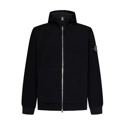 Stone Island Black Badge Logo Zip-Up Hoodie Jacket for Men. 791566853-V0029