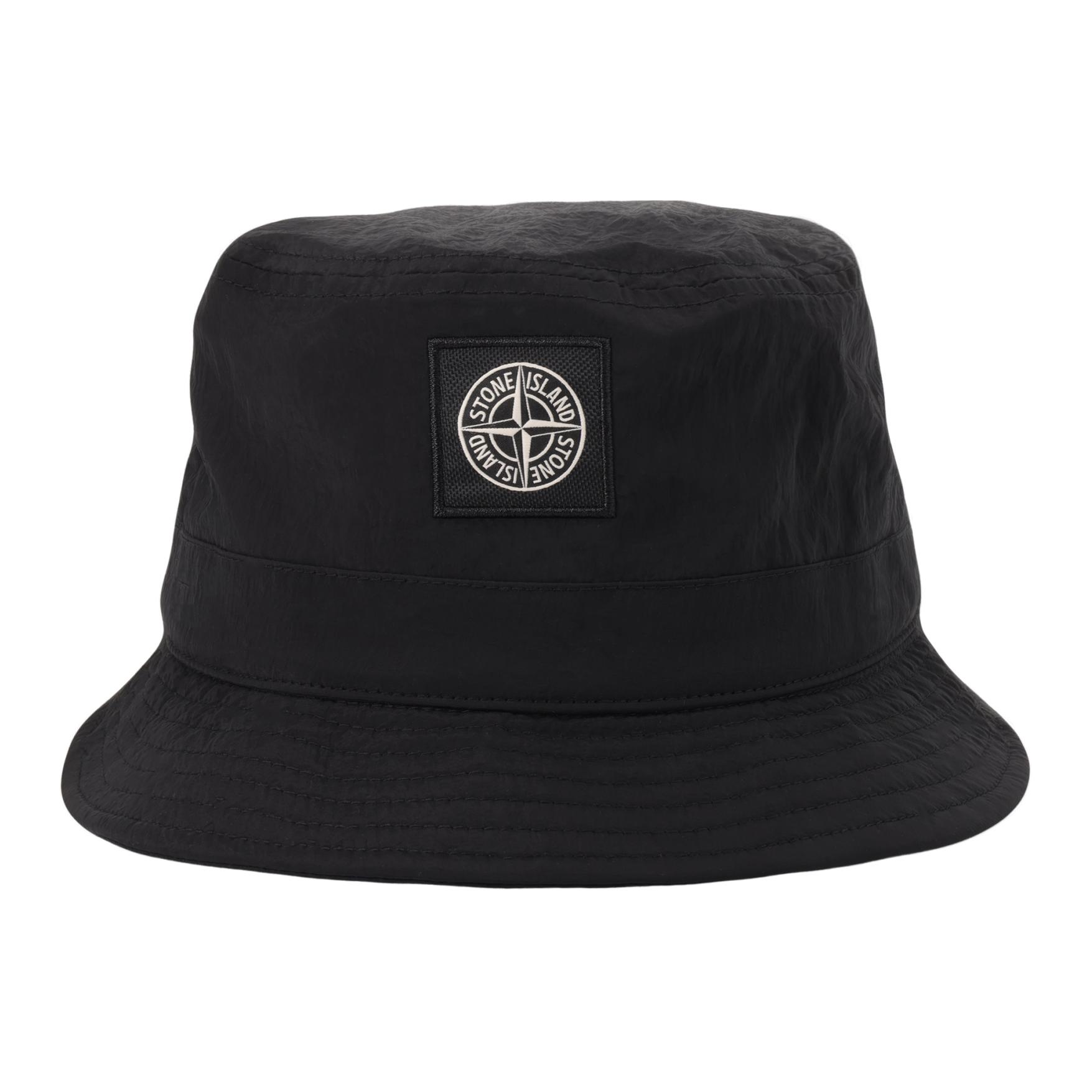 STONE ISLAND Black Bucket Hat Unisex Sunshade Comfortable Couple Style. 781599376-V0029