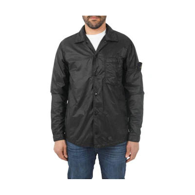 Stone Island Black Casual Jacket with Chest Pocket and Side Patch for Men. 781511025-V0029